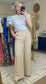 Khaki Wide Leg Linen Pants