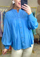 ENTRO: Ruched Billowy Sleeve Blouse