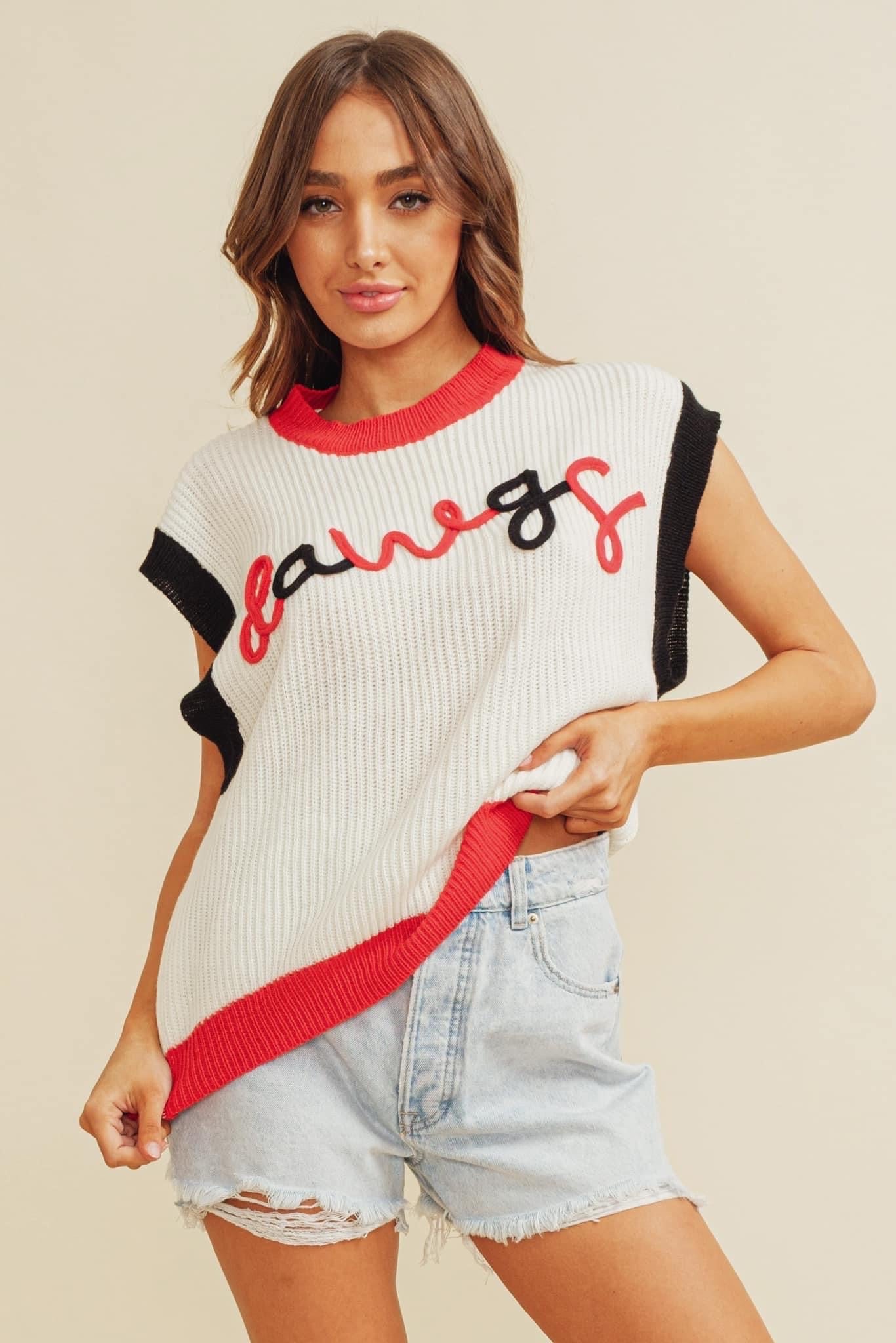 Dawgs Script Sleeveless Sweater