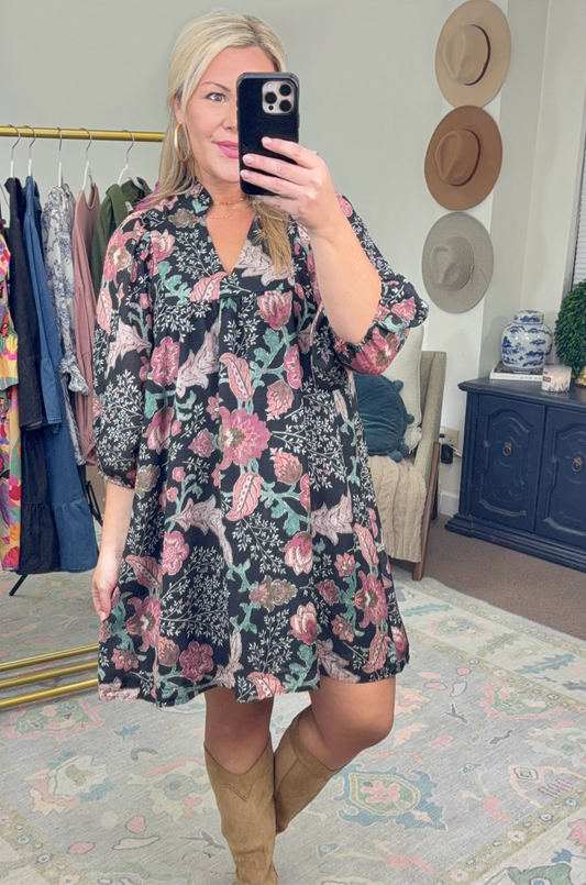 Rose Reverie Print Mini Dress