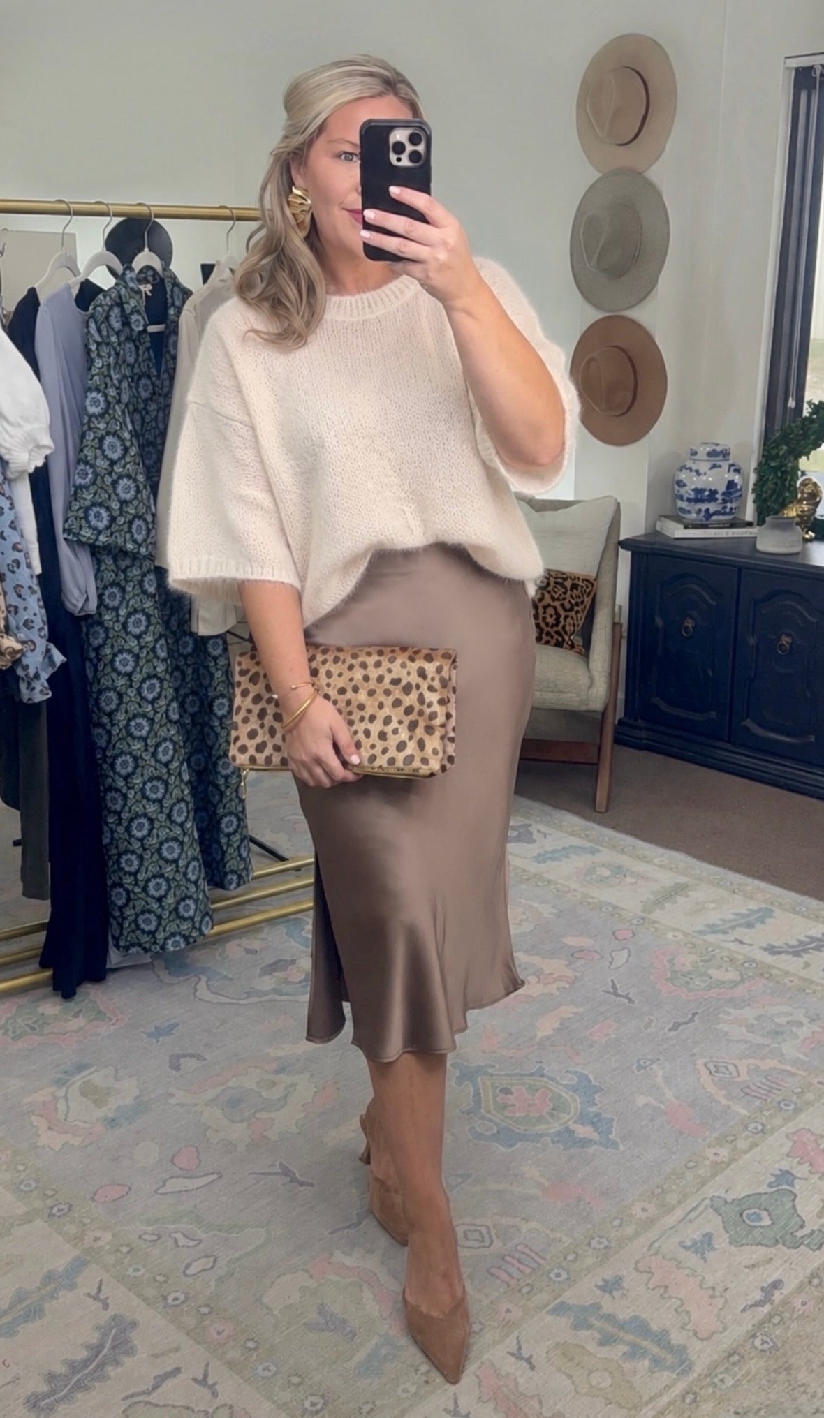 RSVP Yes Satin Midi Skirt