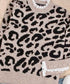 Cat Call Animal Print Contrast Trim Knit Top