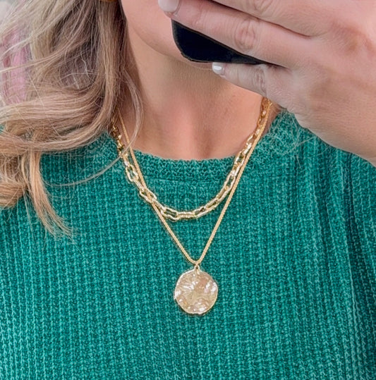 Link Up Layered Pendant Necklace