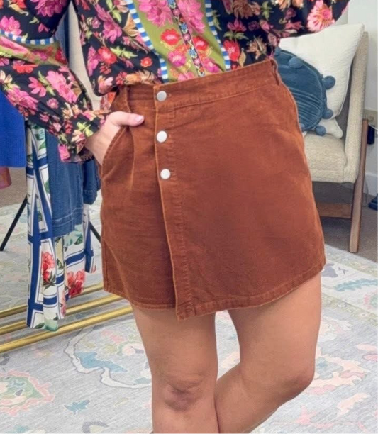 **MORE COLORS** Proper Poise Button Up Corduroy Skort