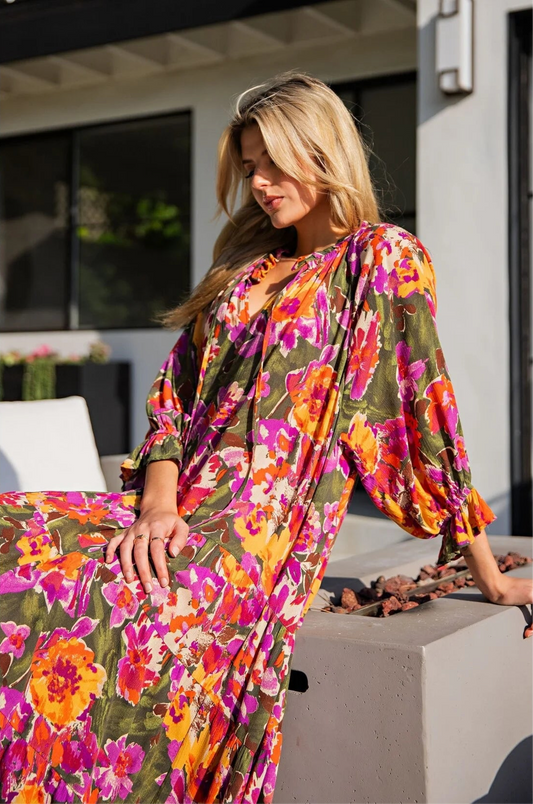 Full Bloom Printed Maxi Dress