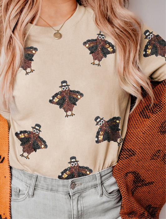 Get Stuffed Sequin Turkey Tee