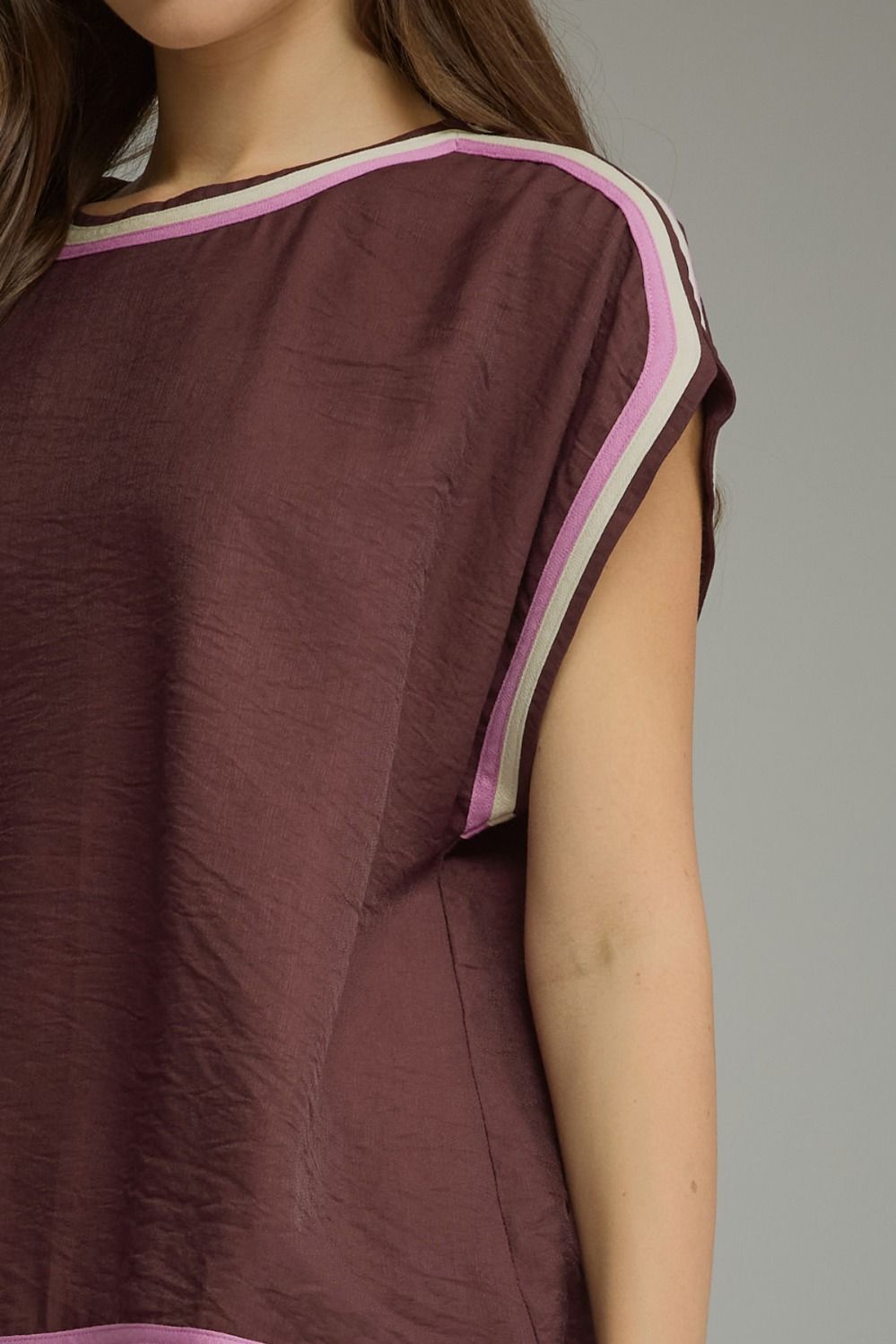Retro Active Colorblock Trim Blouse