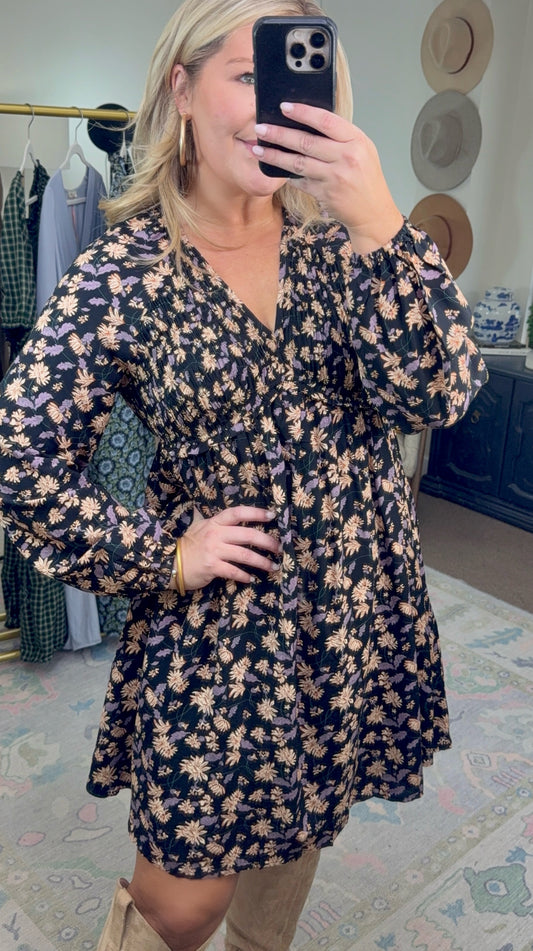 Small Town Girl Floral Print Babydoll Dress