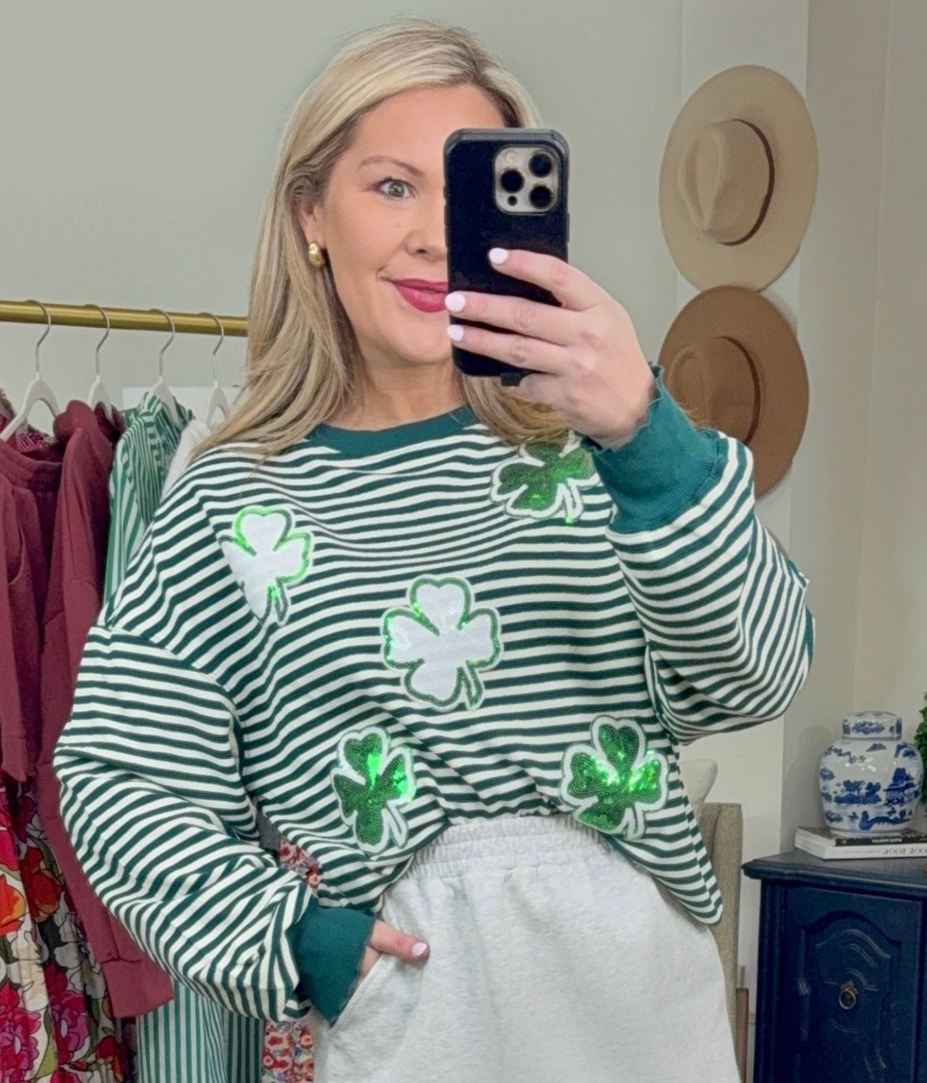 ✨DEAL OF THE DAY✨ Luck Be A Lady Sequin Clover Pullover Top