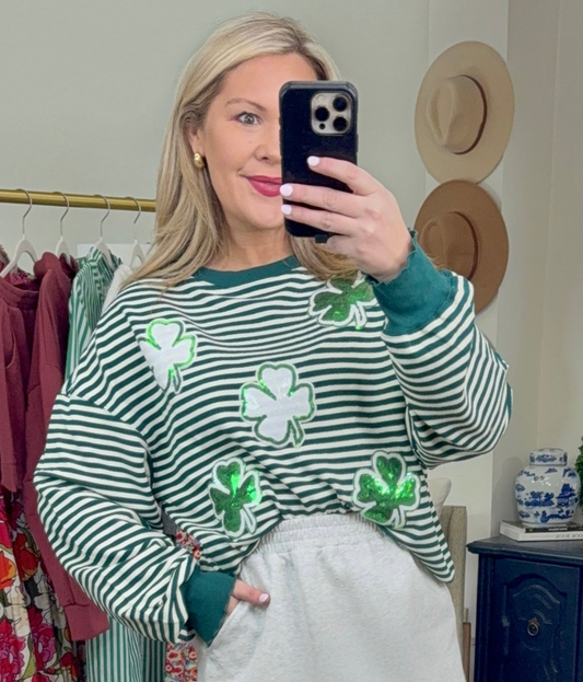 ✨DEAL OF THE DAY✨ Luck Be A Lady Sequin Clover Pullover Top