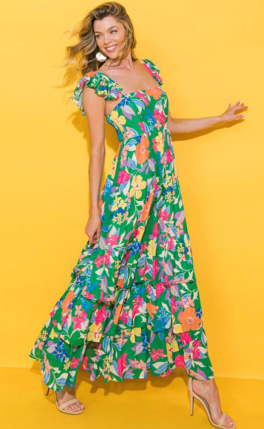Pretty in Paradise Ruffle Maxi Dress