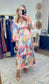 Long Sleeve Cut Out Abstract Maxi Dress