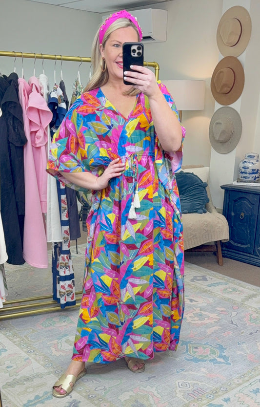 Island Time Print Batwing Dress