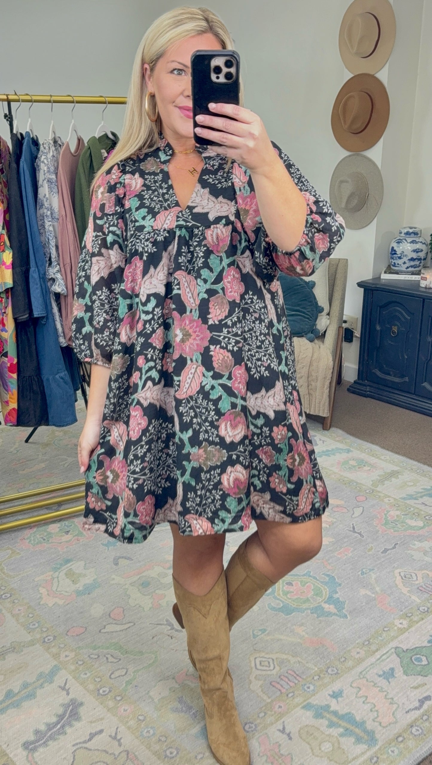 Rose Reverie Print Mini Dress