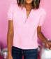 Pink Puff Sleeve Collar Top