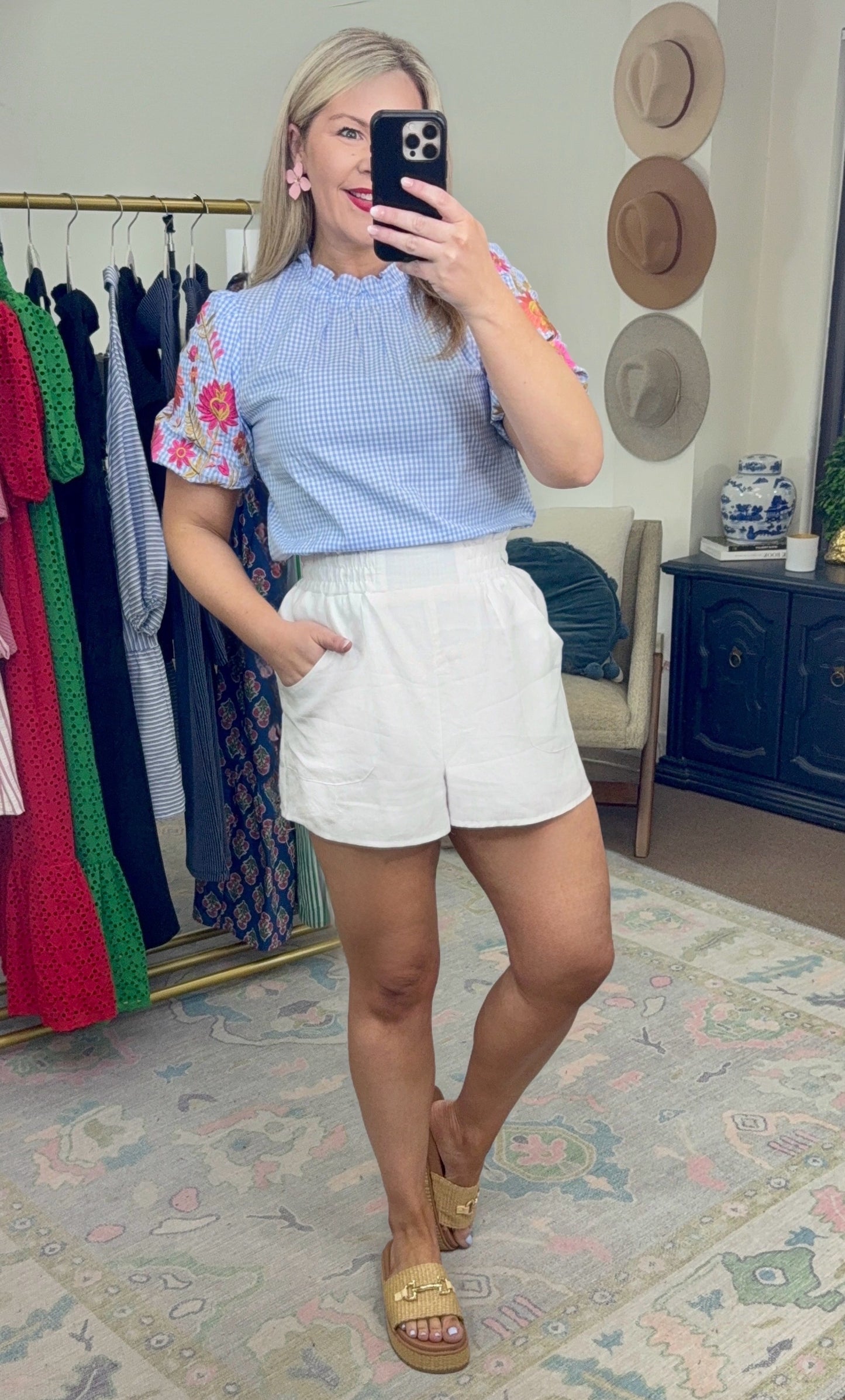 Slow Burn Smock Waist Linen Shorts