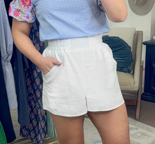 Slow Burn Smock Waist Linen Shorts