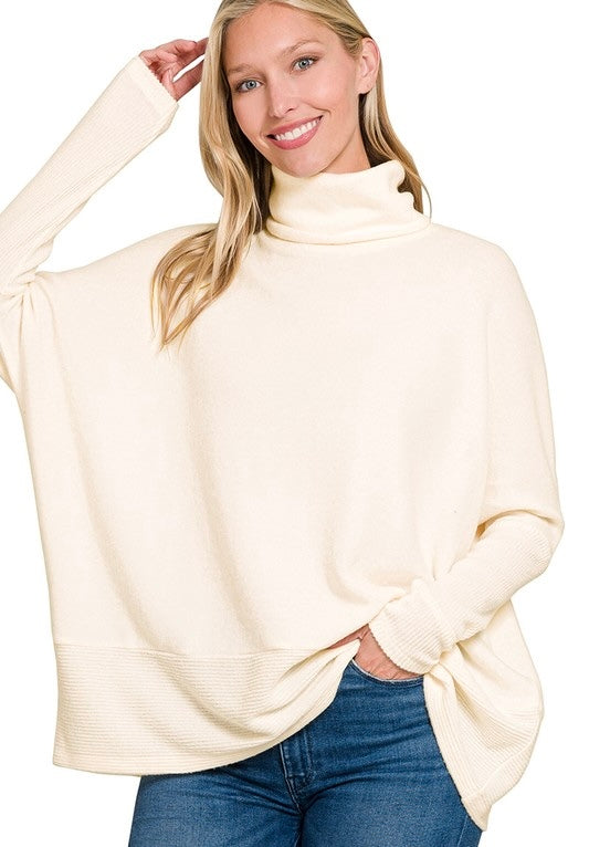 **MORE COLORS** Fireside Brushed Knit Cowl Neck Tunic Top