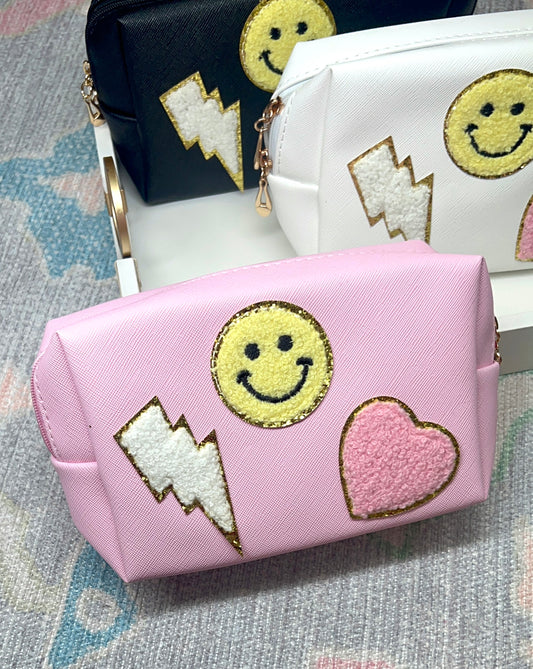 Smiles All Around Chenille Patch Zip Pouch