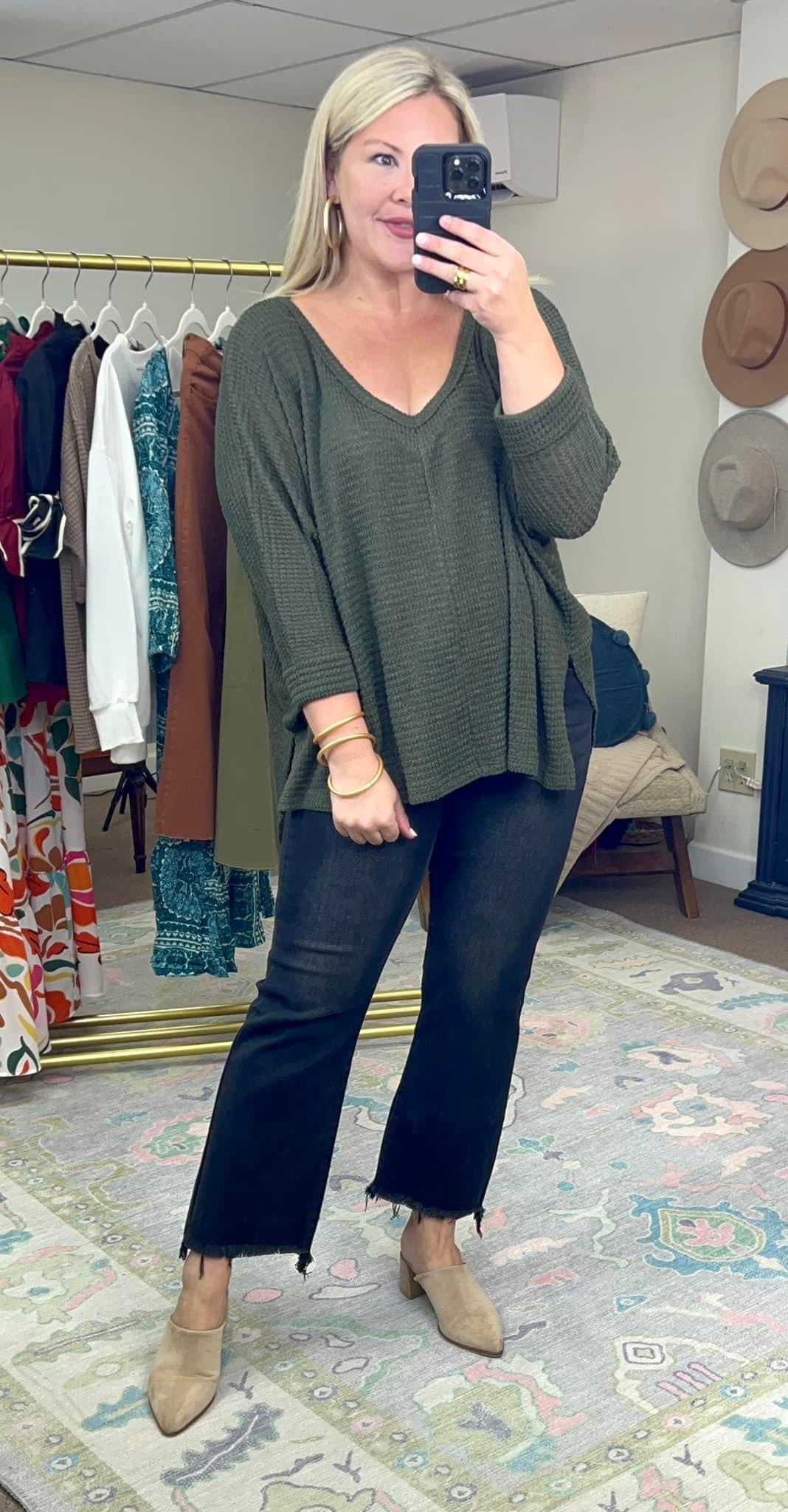 Win Me Over Drop Sleeve Waffle Tunic