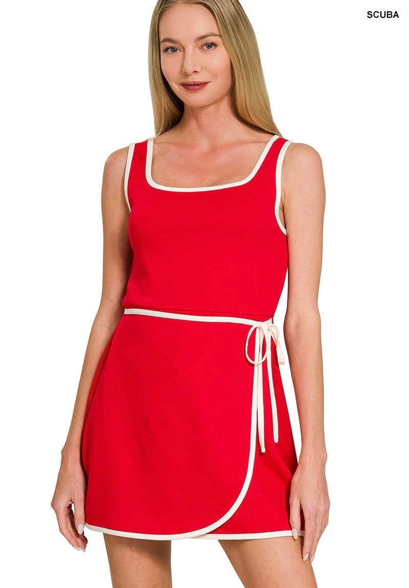 **MORE COLORS** Biggest Fan Scuba Wrap Dress with Shorts