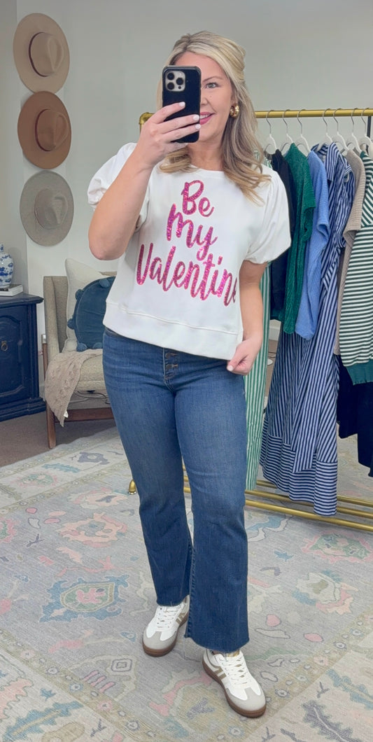 PEACH LOVE: Be My Valentine Sequin Puff Sleeve Top