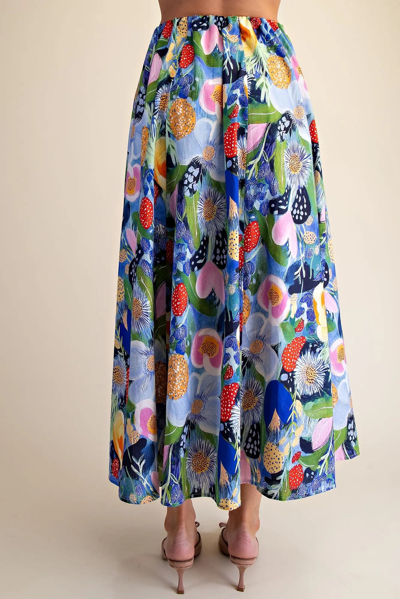 Garden Whimsy Watercolor Midi Skirt