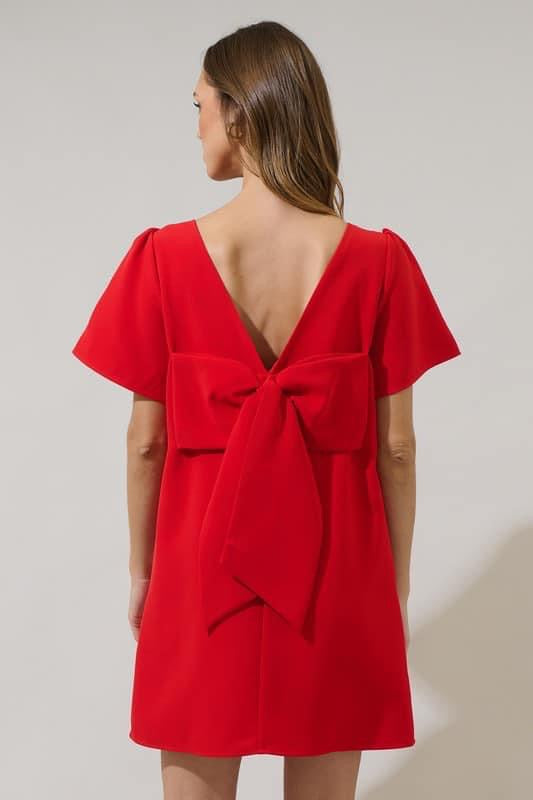 Wait For It Red Bow Back Dress