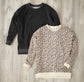 Fanning Split Side Pullover Top in Black Leopard