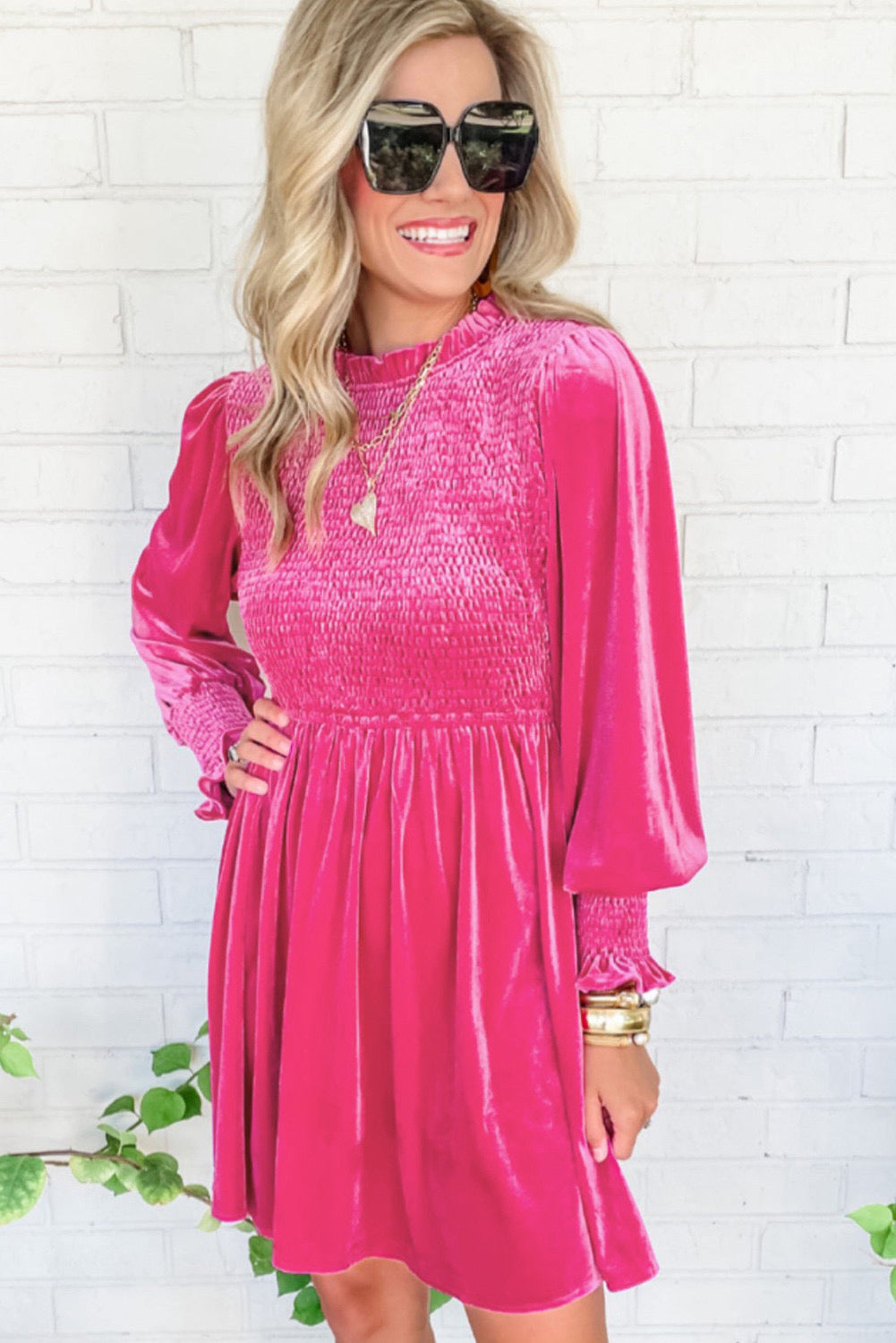 **MORE COLORS** Season’s Finest Smocked Frill Velvet Dress