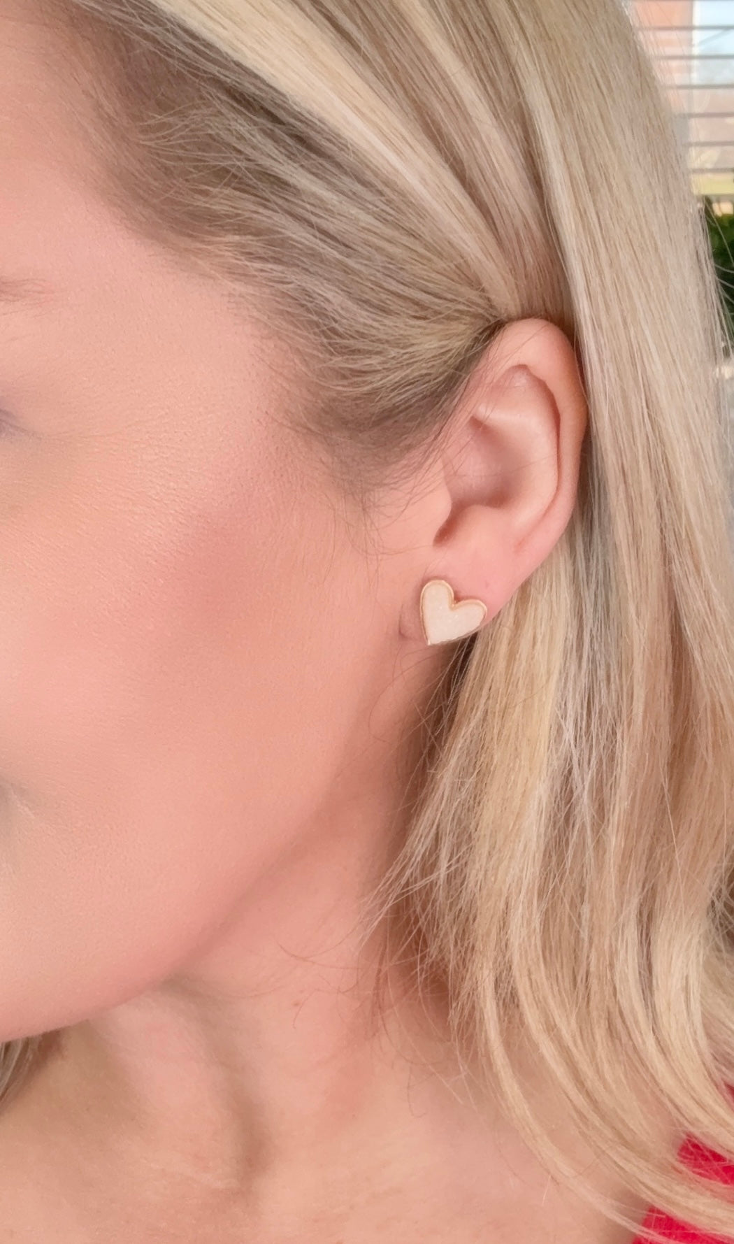 Druzy Heart Stud Earrings