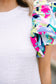 Colorful Life White Puff Print Sleeve Top