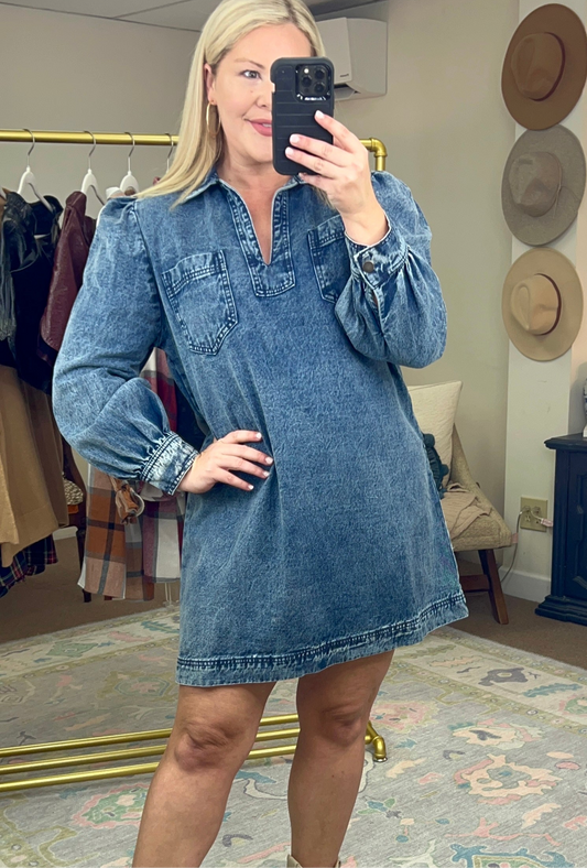 Heart And Soul Acid Wash Denim Dress