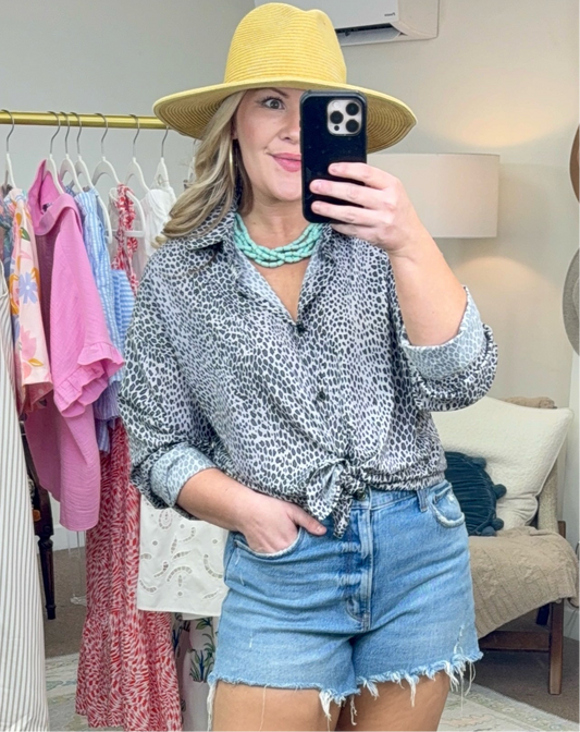Animal Instinct Printed Button Down Tunic