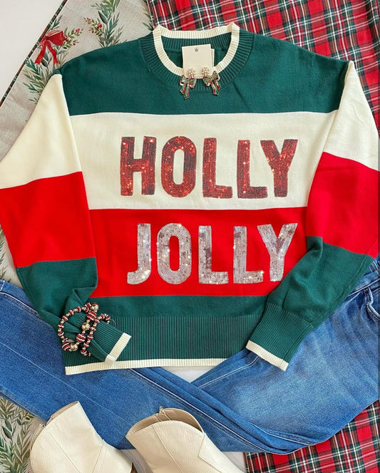 Holly Jolly Sequin Colorblock Sweater