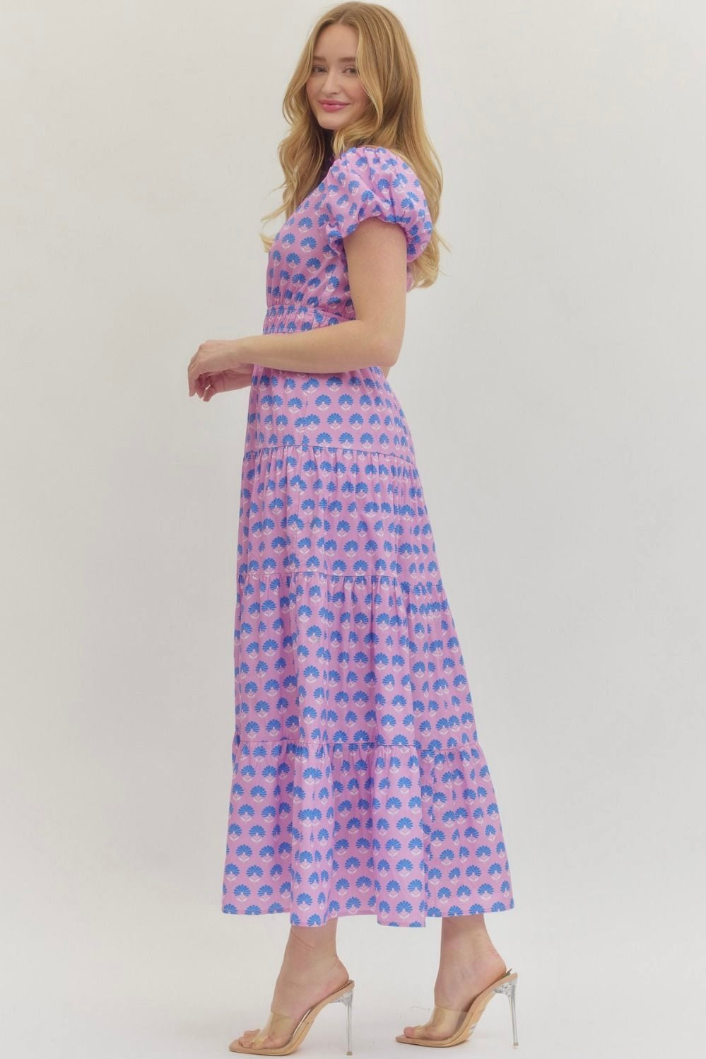 Afternoon Affair Printed Puff Sleeve Maxi Dress