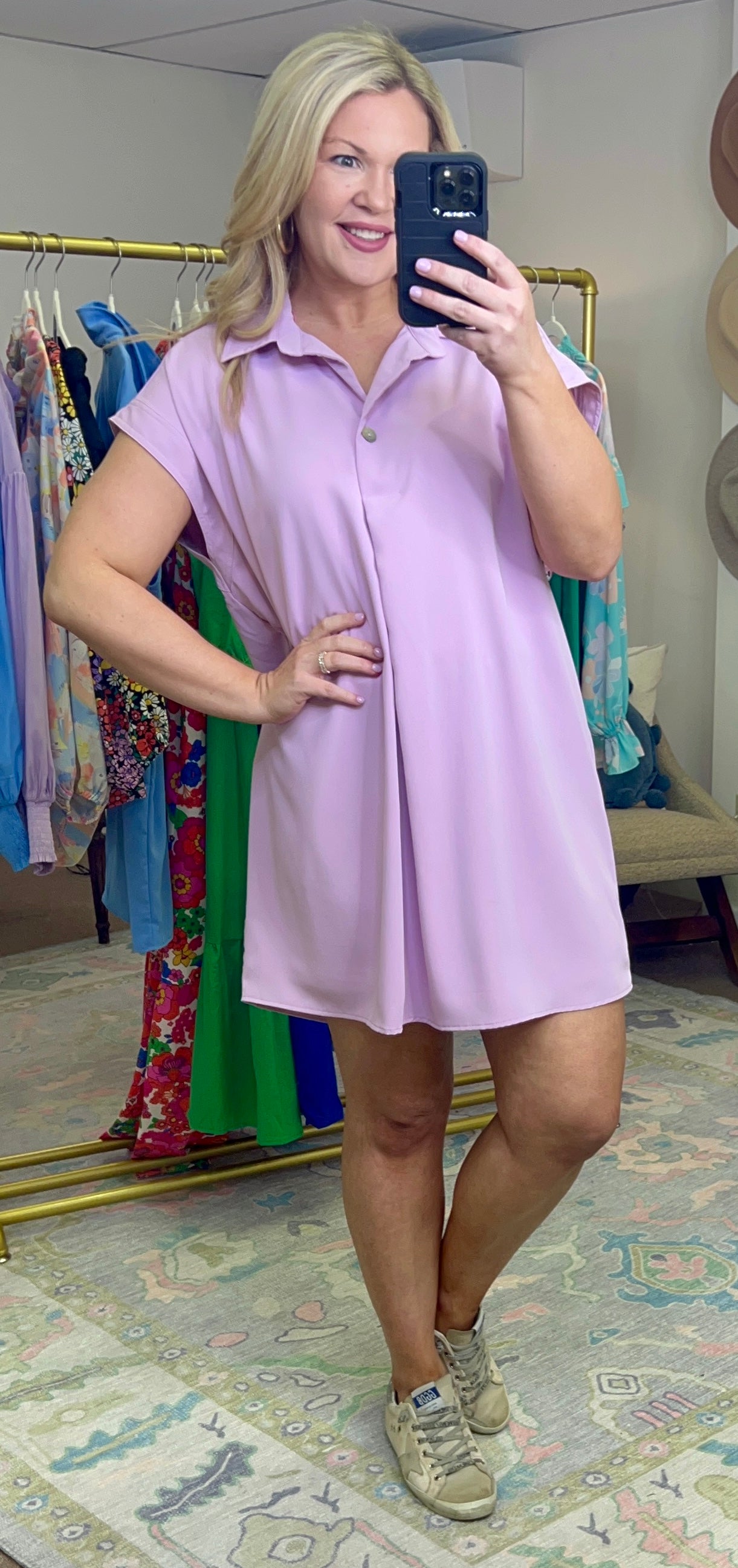 Center Pleat Shirt Dress