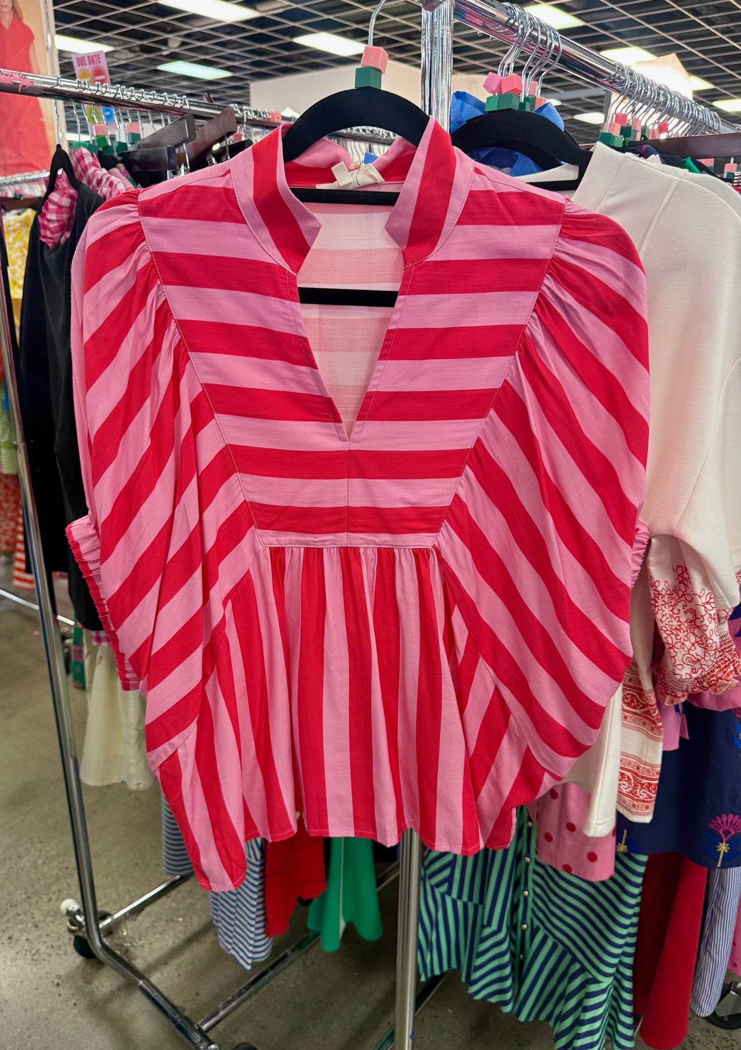ENTRO: Bold Moves Stripe Colorblock Blouse