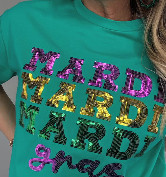 With My Krewe Mardi Gras Sequin Tee