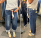 RISEN: On the Road Crop Barrel Cuffed Denim