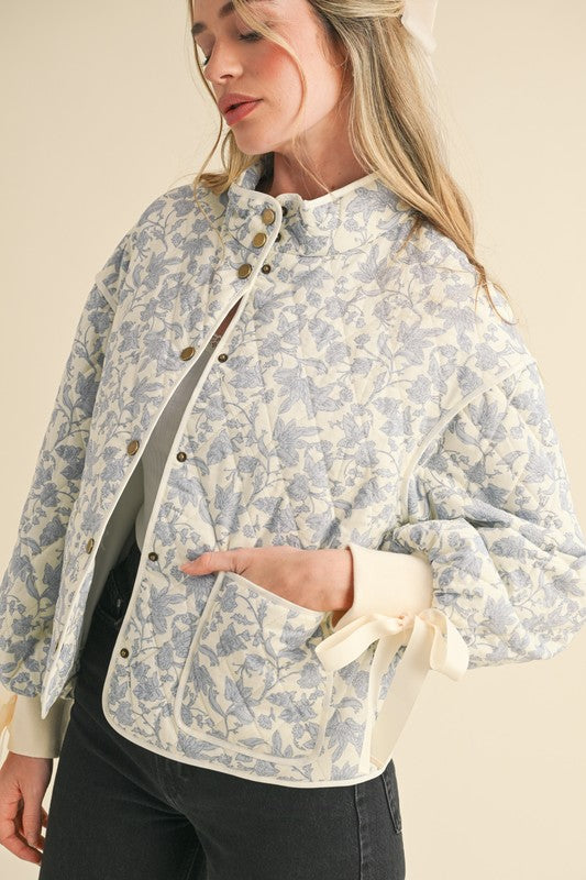 Bow Sweet Quilted Toile Print Jacket