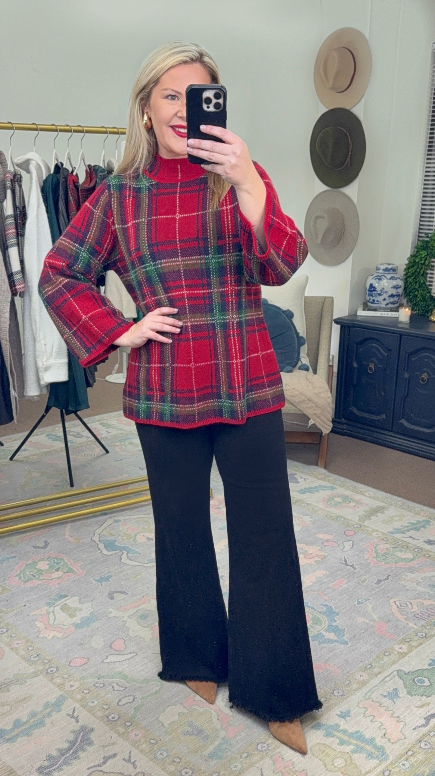 Family Tradition Plaid Mock Neck Sweater