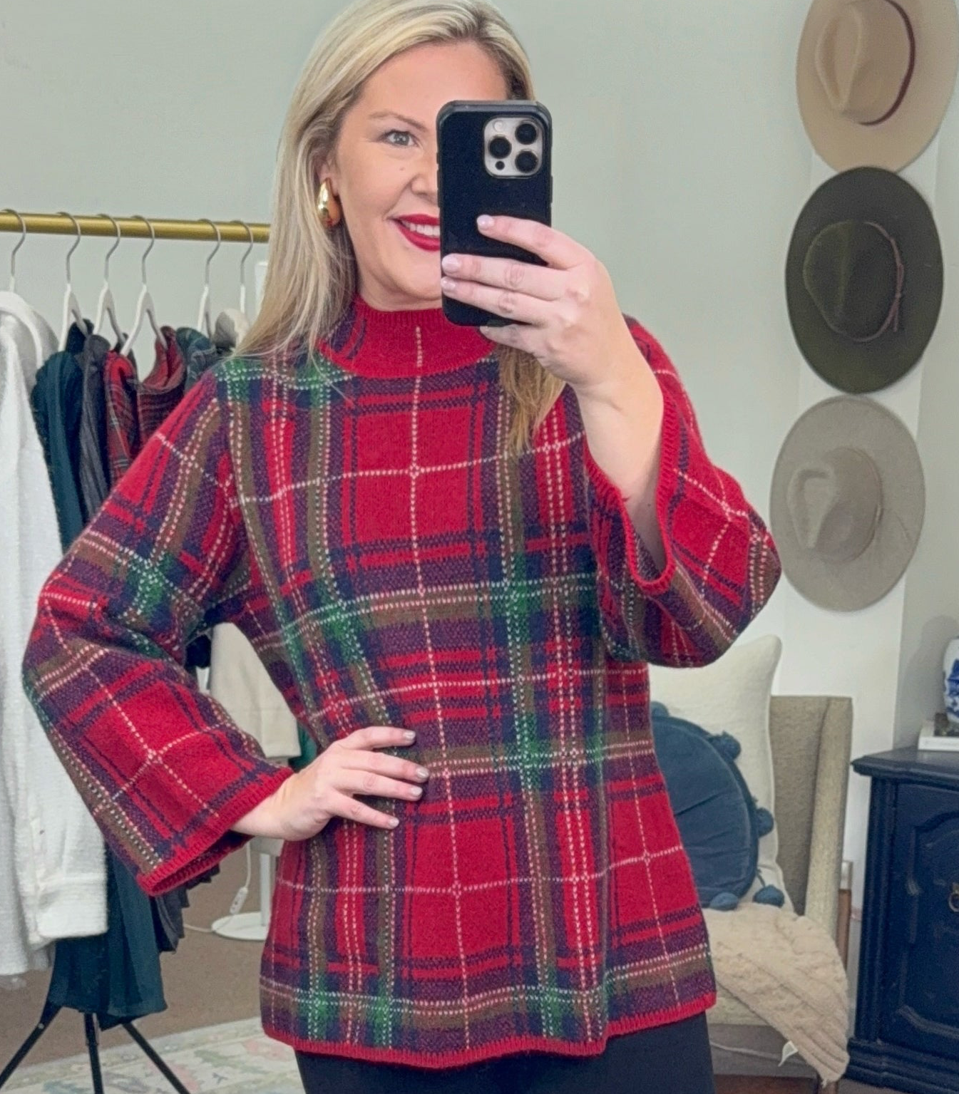 Family Tradition Plaid Mock Neck Sweater