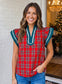 Trimmed to Perfection Tartan Ric Rac Blouse