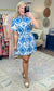 Moroccan Moments Blue Print Sash Dress