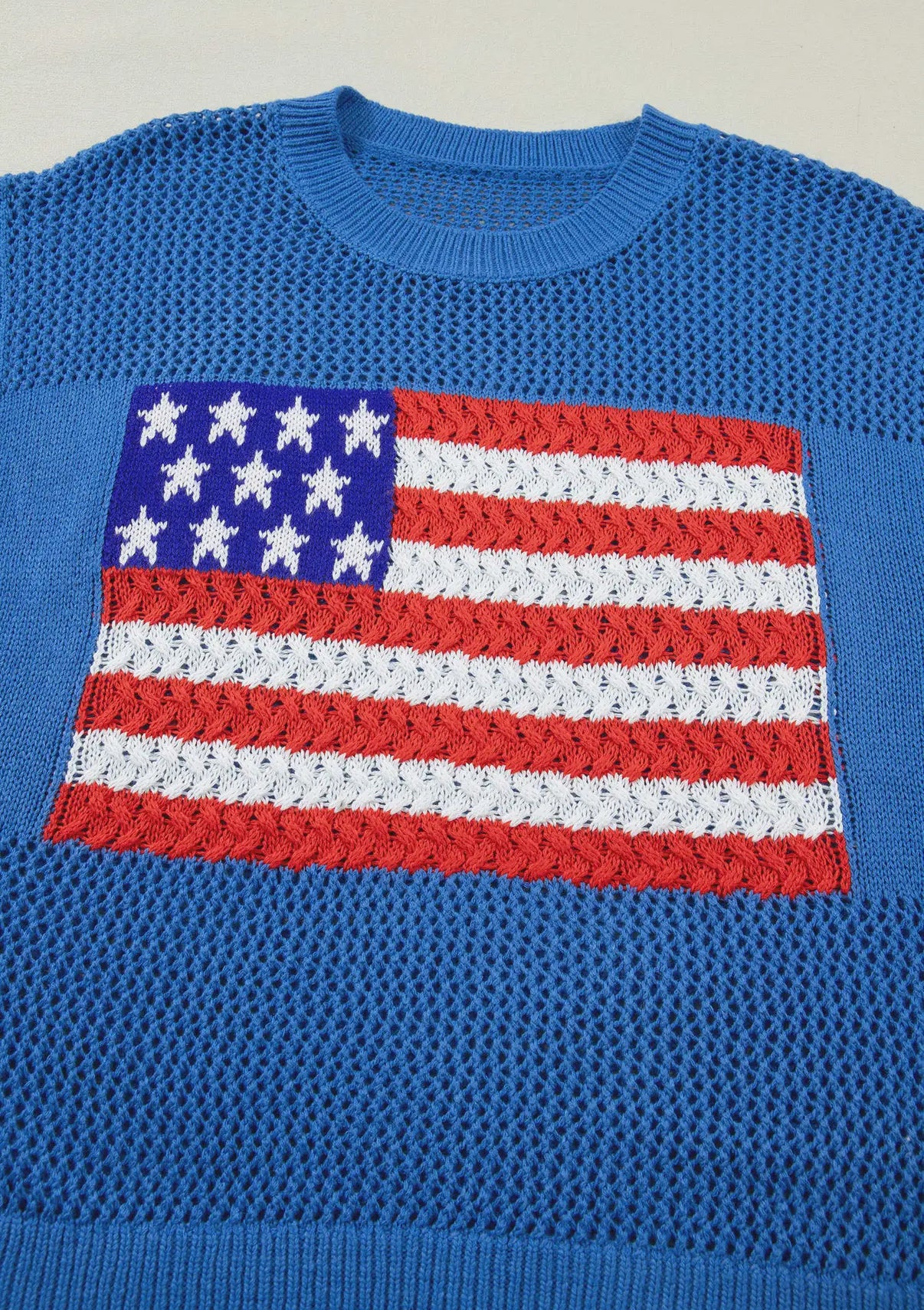 Patriotic & Proud Flag Open Knit Top