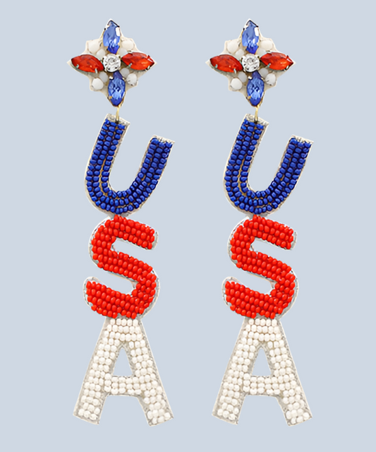 Beaded USA Stack Earrings