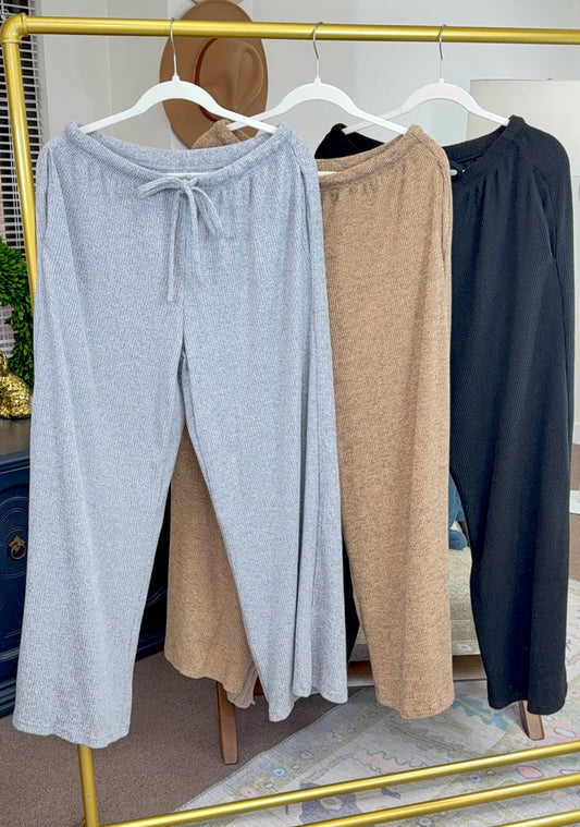 **MORE COLORS** Snug Society Ribbed Wide Leg Pants