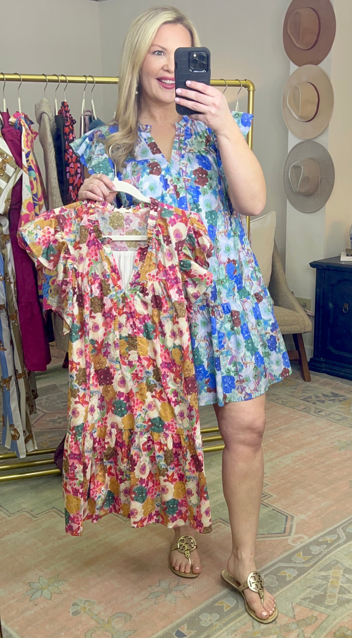 Watercolor Floral Flutter Sleeve Dress