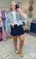 Sweet Gal Scallop Pearl Embellished Denim Jacket